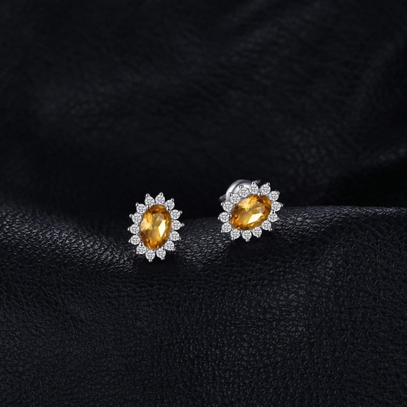 Citrine Earrings - 925 Sterling Silver